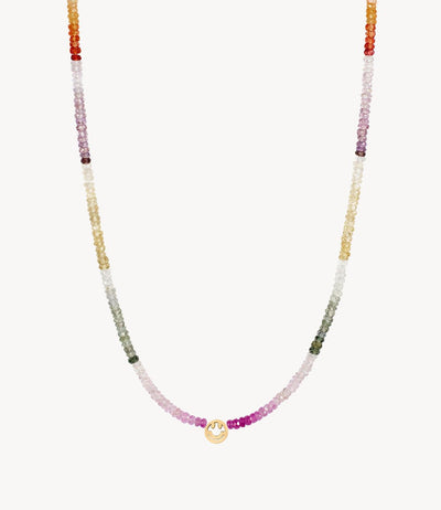 The Smiley Rainbow Sapphire Beaded Necklace - Roxanne First